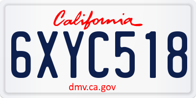 CA license plate 6XYC518