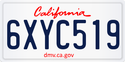 CA license plate 6XYC519