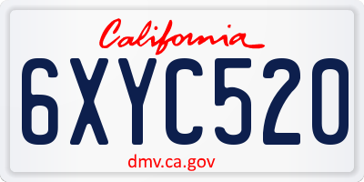 CA license plate 6XYC520