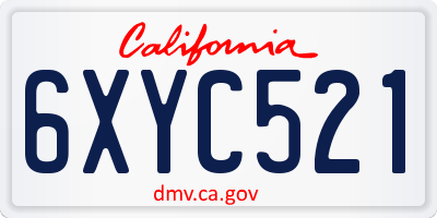 CA license plate 6XYC521
