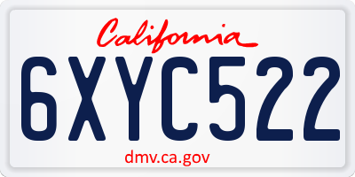 CA license plate 6XYC522
