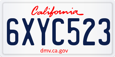 CA license plate 6XYC523
