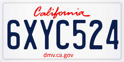 CA license plate 6XYC524