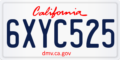 CA license plate 6XYC525