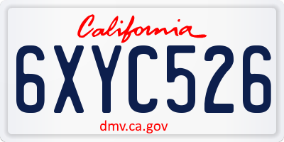 CA license plate 6XYC526