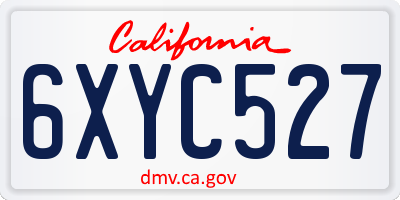 CA license plate 6XYC527