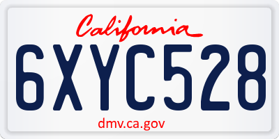 CA license plate 6XYC528