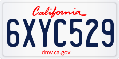 CA license plate 6XYC529