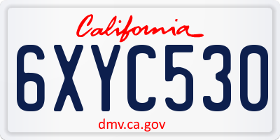 CA license plate 6XYC530