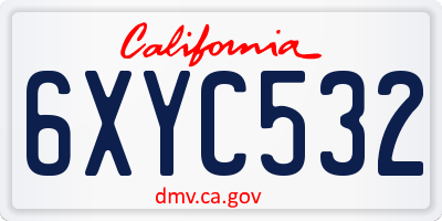 CA license plate 6XYC532