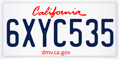 CA license plate 6XYC535