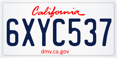 CA license plate 6XYC537