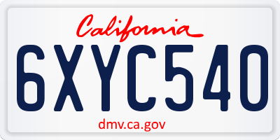 CA license plate 6XYC540