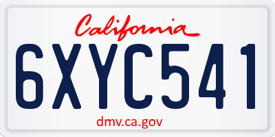 CA license plate 6XYC541