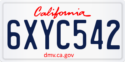 CA license plate 6XYC542