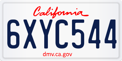 CA license plate 6XYC544