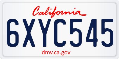CA license plate 6XYC545