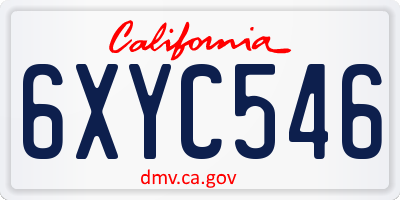 CA license plate 6XYC546