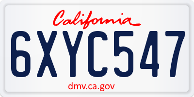 CA license plate 6XYC547