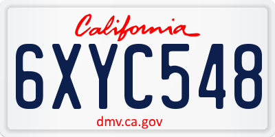 CA license plate 6XYC548