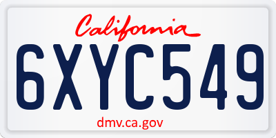 CA license plate 6XYC549
