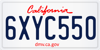 CA license plate 6XYC550