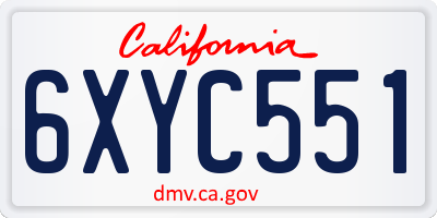 CA license plate 6XYC551