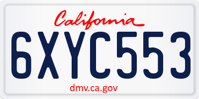 CA license plate 6XYC553
