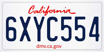 CA license plate 6XYC554