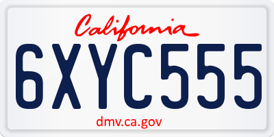 CA license plate 6XYC555