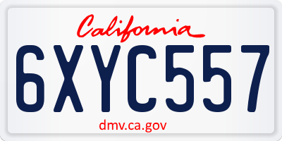 CA license plate 6XYC557