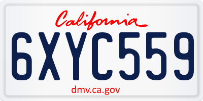CA license plate 6XYC559
