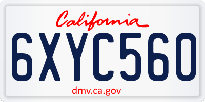 CA license plate 6XYC560