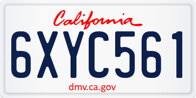 CA license plate 6XYC561