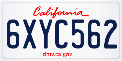 CA license plate 6XYC562
