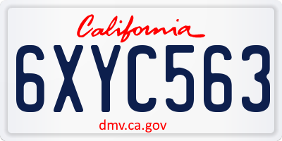 CA license plate 6XYC563