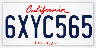 CA license plate 6XYC565