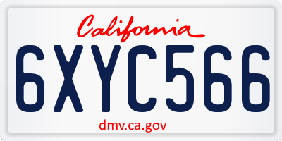 CA license plate 6XYC566