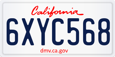 CA license plate 6XYC568