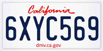 CA license plate 6XYC569