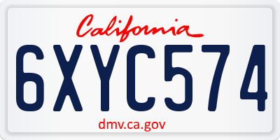 CA license plate 6XYC574