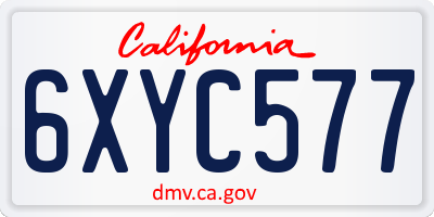 CA license plate 6XYC577