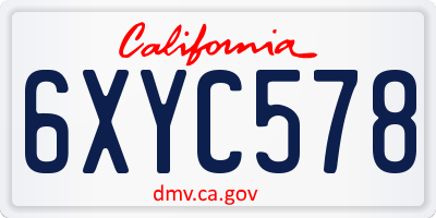 CA license plate 6XYC578