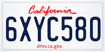 CA license plate 6XYC580