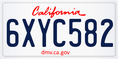 CA license plate 6XYC582