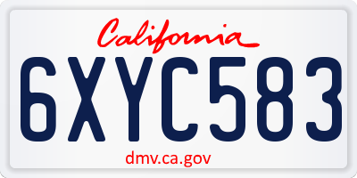 CA license plate 6XYC583