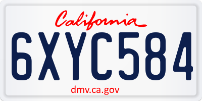 CA license plate 6XYC584