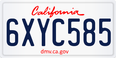 CA license plate 6XYC585