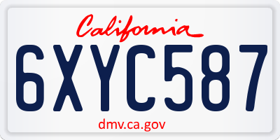 CA license plate 6XYC587