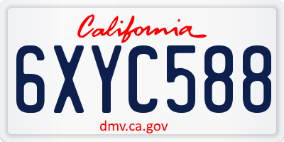 CA license plate 6XYC588